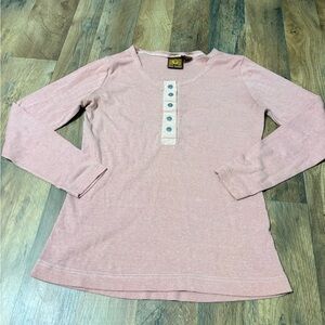 High Sierra Henley Long Sleeve Top Small Pink Cotton Casual Outdoor Shirt